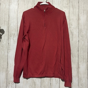 Bachrach Mens Red Cotton Modal‎ Rayon Quarter Zip Sweater Size M Made in Italy